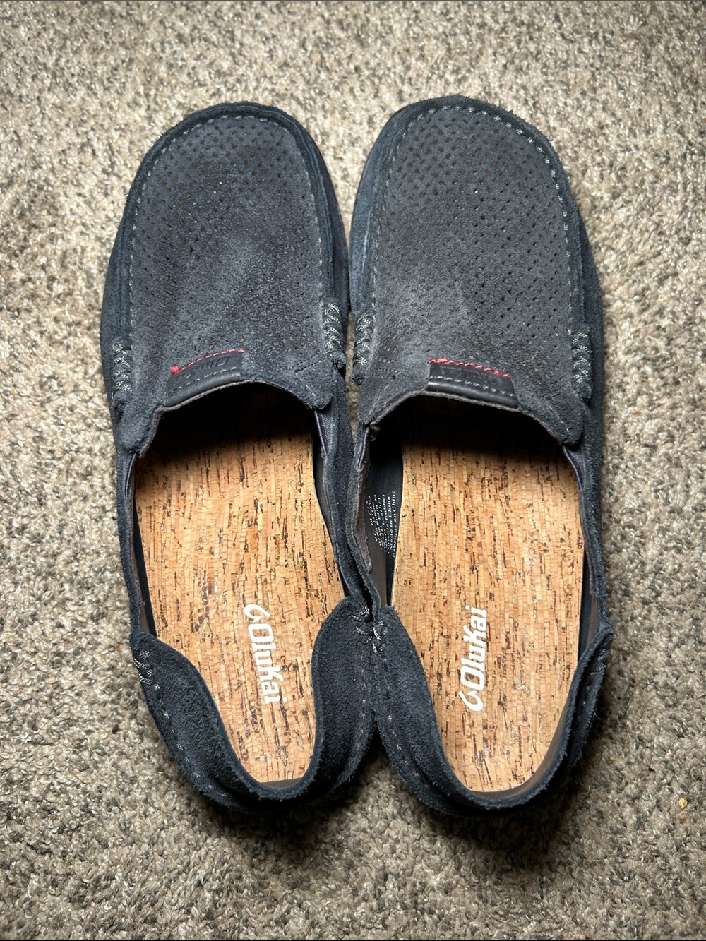 OluKai Men's Blue Slip-On Suede Loafers